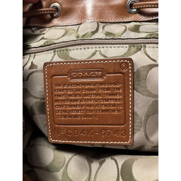 Coach Vtg Beige Canvas Backpack w Blue, Brown, & Red Leather Accents - Picture 7 of 9